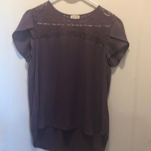 Purple needlework chiffon top